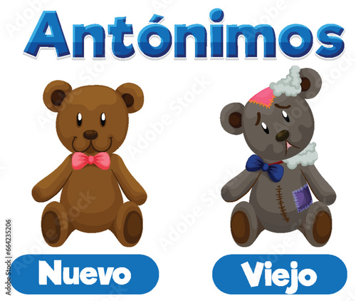 Spanish Word Card: Antonym Nuevo and Viejo