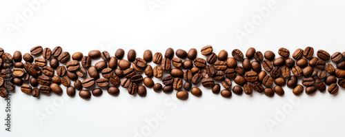 Border Of Coffee Beans On White Background With Space For Text