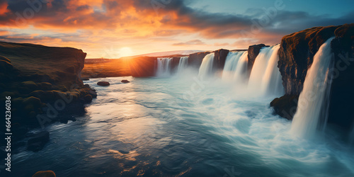 Waterfall in Iceland in the style of epic fantasy scenes Mystical Cascade  Iceland s Enchanted Waterfall