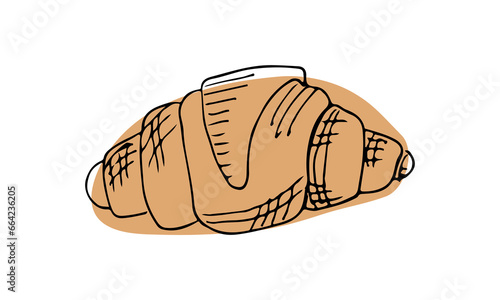Croissant vector illustration , sketch hand drawn doodle illustration , street food sketch isolate on white background for different design uses such as advertising for bakery, cookbook ,pack
