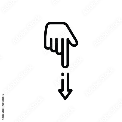 Black line icon for point down 