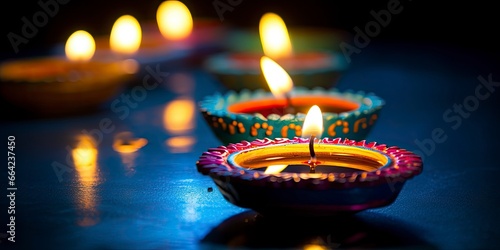 Happy Diwali. Diya oil lamps were lit during the celebration.