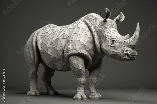 3D illustration of a rhinoceros. Generative AI