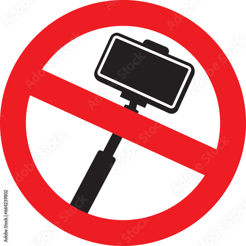 Icon prohibiting photography with a selfie stick