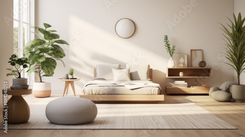 Modern Minimalist Bedroom with Natural Light and Plants