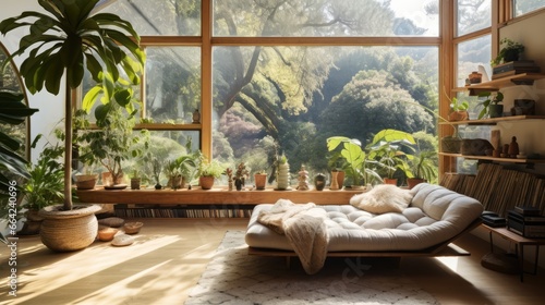 A cozy bedroom with a large bed and plenty of natural light from the surrounding windows
