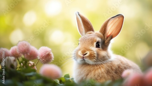Easter Bunny with beautiful Spring Nature. © AbdulHamid