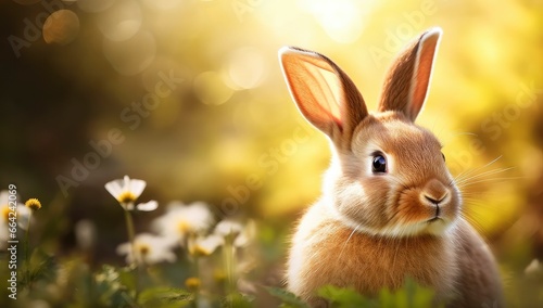 Easter Bunny with beautiful Spring Nature. © AbdulHamid