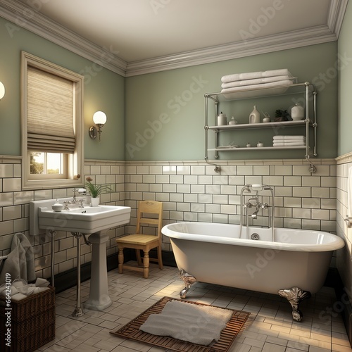 Luxurious Bathroom with a Vintage Tub and Modern Decor