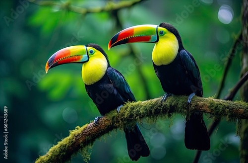 Toucan sitting on the branch in the forest. © AbdulHamid