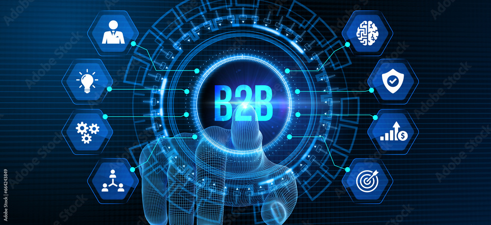 Business, Technology, Internet and network concept. B2B Business company commerce technology marketing concept. 3d illustration Business, Technology, Internet and network concept. B2B Business company commerce technology marketing concept. 3d illustration