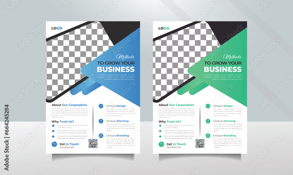 A modern minimalist flyer template that can be used for a business profile