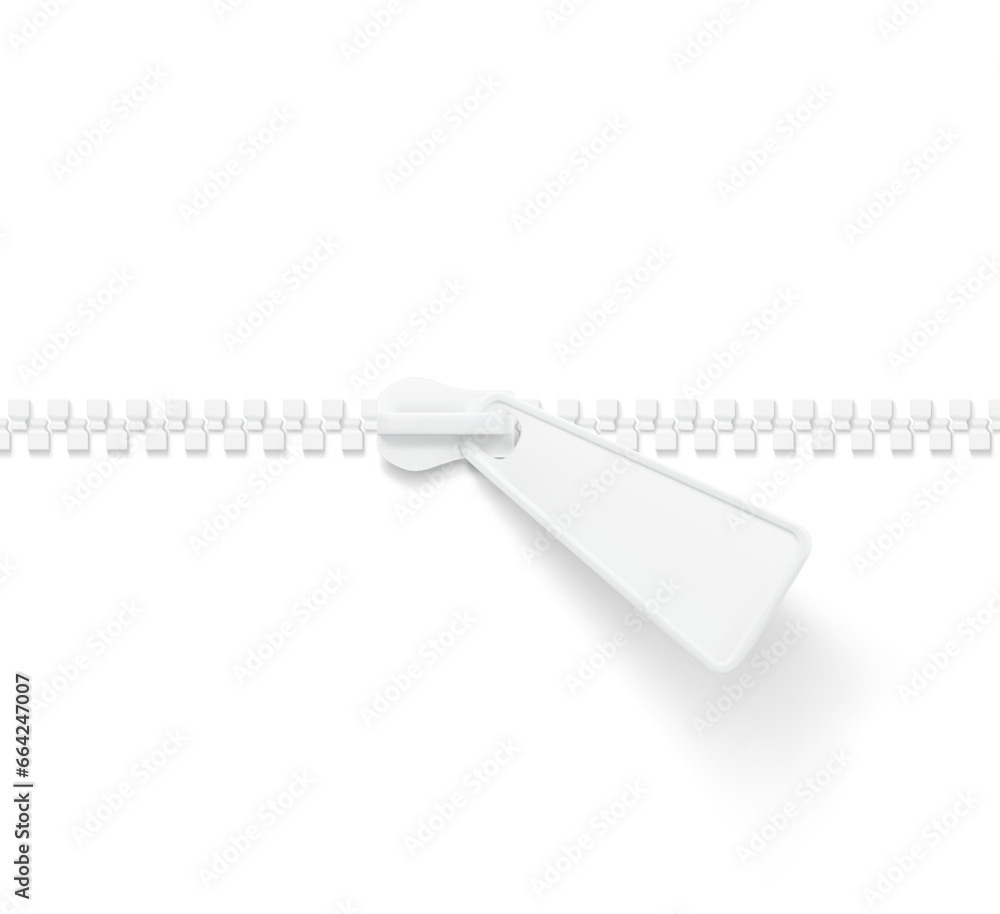Realistic vector zipper mockup. Vector illustration isolated on white background. Easy to use for presentation your product, idea, design. EPS10. Realistic vector zipper mockup. Vector illustration isolated on white background. Easy to use for presentation your product, idea, design. EPS10.