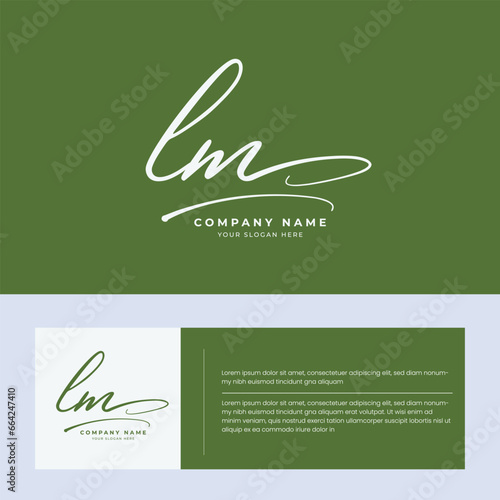 LM L M initial letter handwriting and signature logo