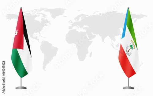 Jordan and Equatorial Guinea flags for official meeting