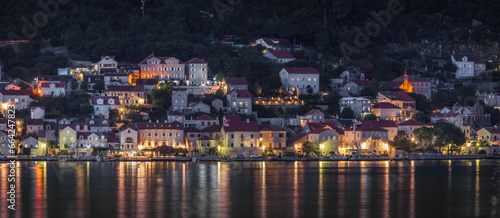 Panoramic view of Perast Town in Montenegro at night 