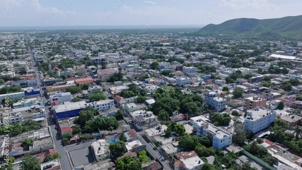 Aerial Above City Of Bani, Capital Town Of Peravia Province In Dominican Republic. Aerial Above City Of Bani, Capital Town Of Peravia Province In Dominican Republic.