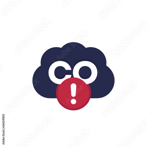 carbon monoxide warning icon, CO toxic gas vector