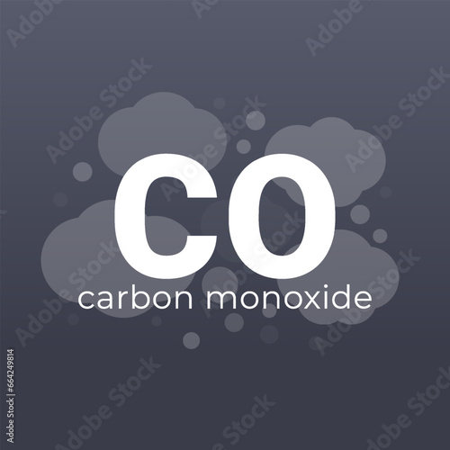 carbon monoxide, CO gas vector illustration