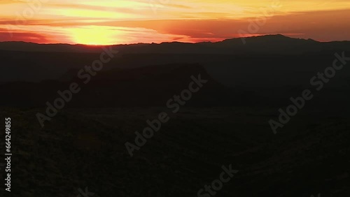 Wallpaper Mural Golden Hour Sunset Over Dark Landscape Of Big Bend National Park In Texas, USA. wide aerial Torontodigital.ca