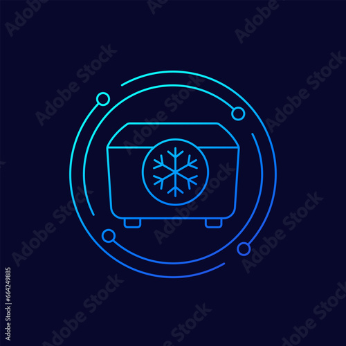 fridge, supermarket freezer icon in linear design