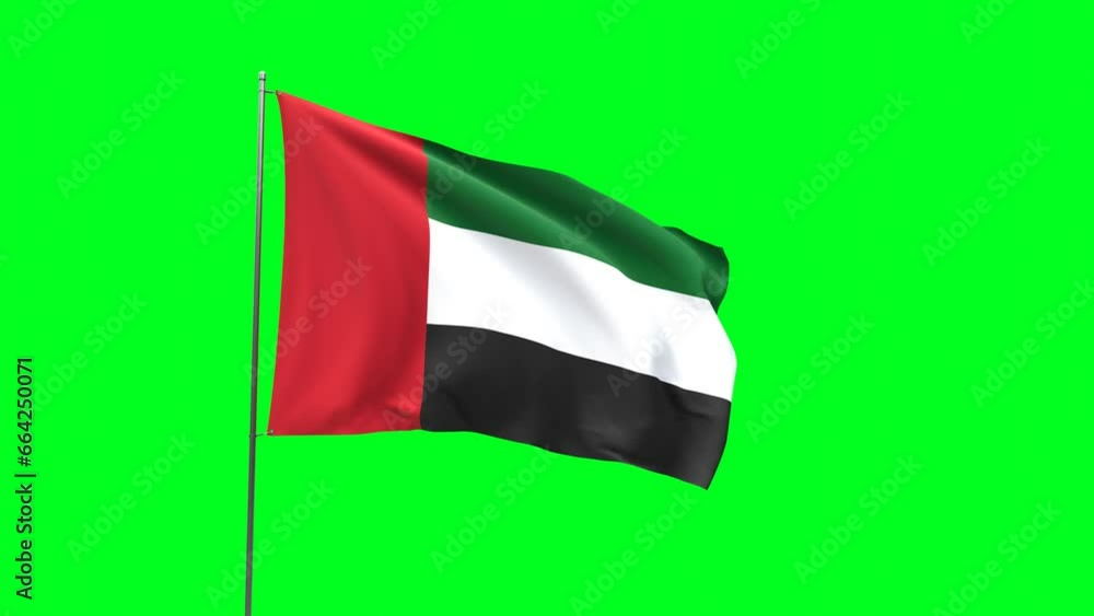 Flag of United Arab Emirates on green background, Flag looping video Flag of United Arab Emirates on green background, Flag looping video