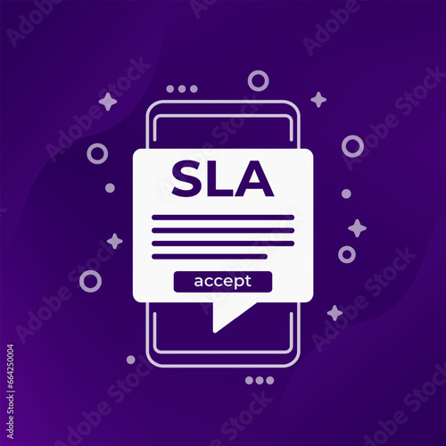 SLA vector icon, service level agreement in mobile app