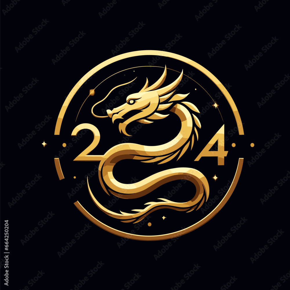 Chinese dragon symbol illustration Combining the numbers 2024 for the New Year festival 2024 - Vector Chinese dragon symbol illustration Combining the numbers 2024 for the New Year festival 2024 - Vector