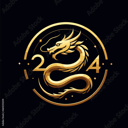 Chinese dragon symbol illustration Combining the numbers 2024 for the New Year festival 2024 - Vector