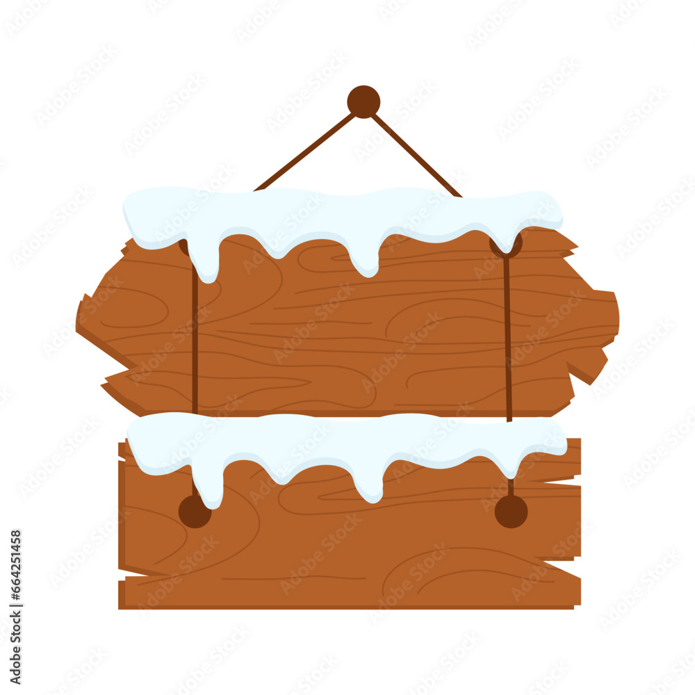 Wooden Sign with Snow Ice Caps Wooden Sign with Snow Ice Caps