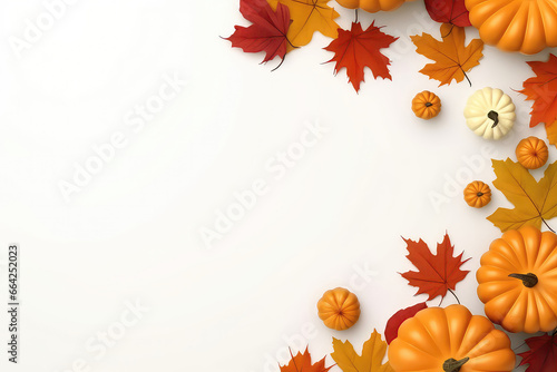 Fall Background Features Pumpkins And Leaves