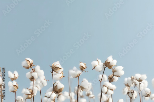 Fully Grown Cotton With White Fibers On Plantation