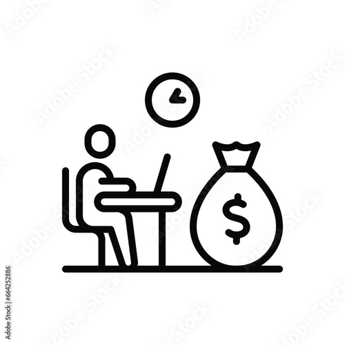 Black line icon for wages 