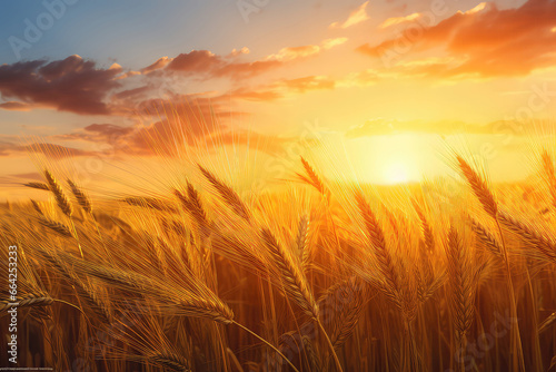 Golden Wheat Field Under Breathtaking Sunset