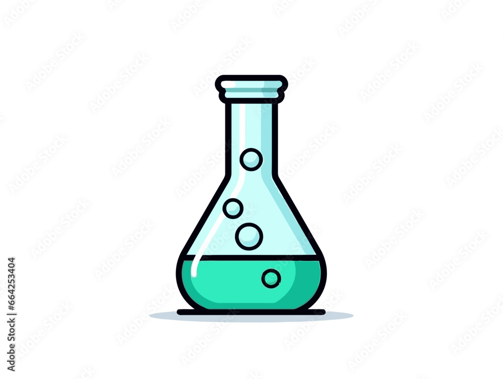 Doodle Beaker with a test tube, cartoon sticker, sketch, vector, Illustration, minimalistic Doodle Beaker with a test tube, cartoon sticker, sketch, vector, Illustration, minimalistic