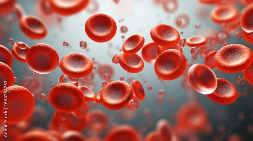 Red blood cells under microscope, scientific illustration, Blood Clot or thrombus blocking the red blood cells stream within an artery.red blood cells circulating in the blood vessels Red blood cells under microscope, scientific illustration, Blood Clot or thrombus blocking the red blood cells stream within an artery.red blood cells circulating in the blood vessels