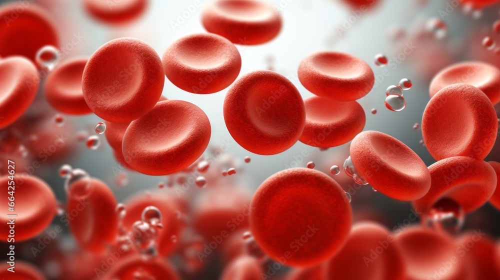 Red blood cells under microscope, scientific illustration, Blood Clot or thrombus blocking the red blood cells stream within an artery.red blood cells circulating in the blood vessels Red blood cells under microscope, scientific illustration, Blood Clot or thrombus blocking the red blood cells stream within an artery.red blood cells circulating in the blood vessels
