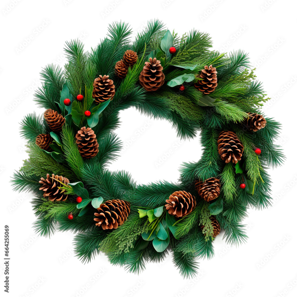 Christmas wreath with new year colorful balls icon Christmas wreath with new year colorful balls icon