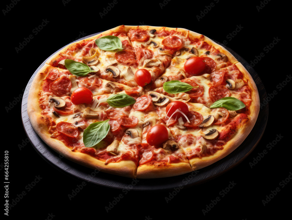 Pizza Studio Shot Isolated on Clear Background, Food Photography, Generative AI