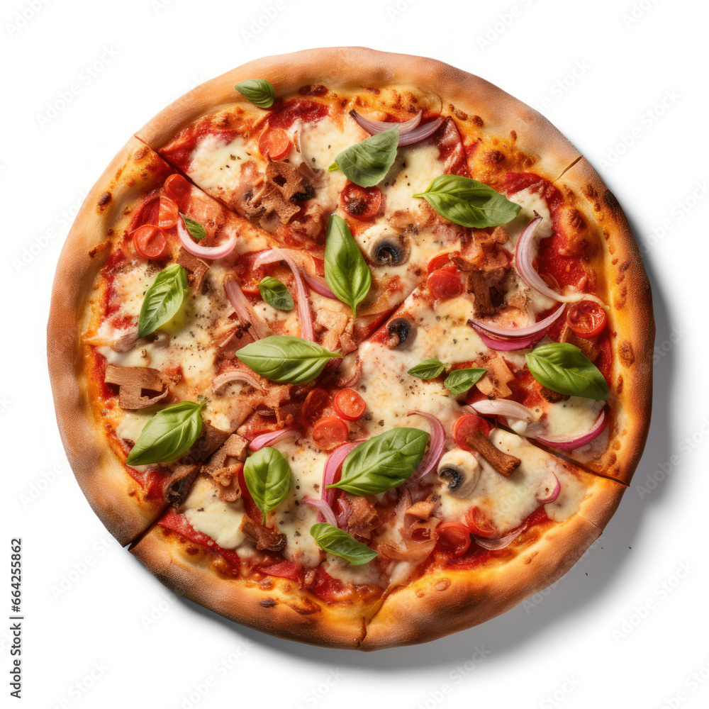 Pizza Studio Shot Isolated on Clear Background, Food Photography, Generative AI