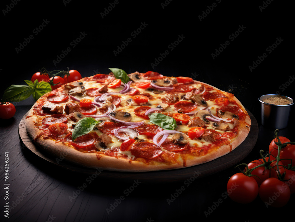 Pizza Studio Shot Isolated on Clear Background, Food Photography, Generative AI