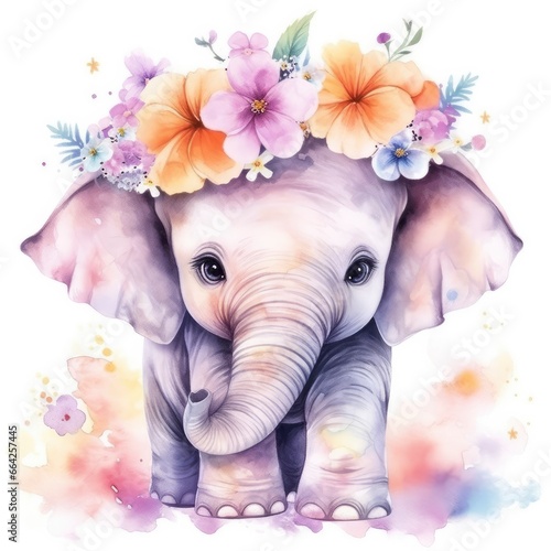 Watercolor Baby Elephant.
