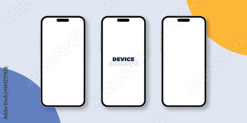 Mobile mockup interface advertising smartphone mock up template 3d banner or poster design vector file