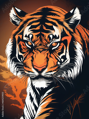 the Ferocious Majesty of a Tiger  Beautifully Rendered in the Bold and Majestic Strokes of Ink