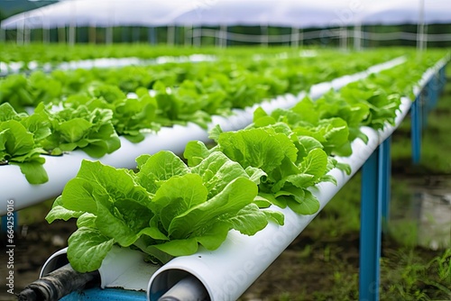 Hydroponic lettuce growing. photo