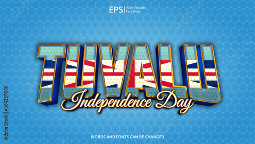 tuvalu editable text effect with tuvalu flag pattern suitable for poster design about holiday, Feast day or tuvalu independence day moment