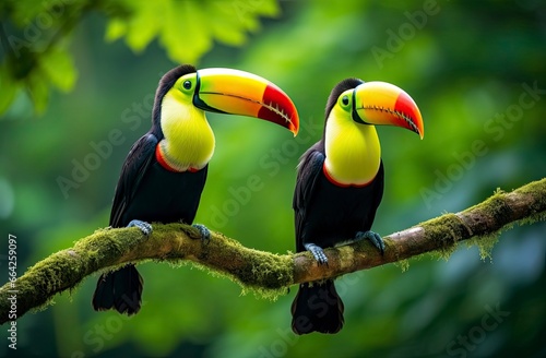 Toucan sitting on the branch in the forest. © AbdulHamid