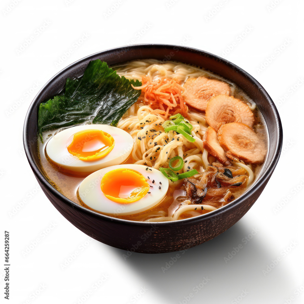 Ramen Noodles Studio Shot Isolated on Clear Background, Generative AI Ramen Noodles Studio Shot Isolated on Clear Background, Generative AI
