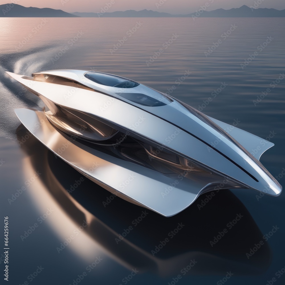 luxury concept boat with futuristic supersonic aerodynamic design
