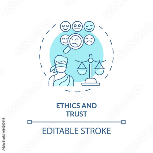 2D editable thin line icon ethics and trust concept, isolated vector, blue illustration representing arena.